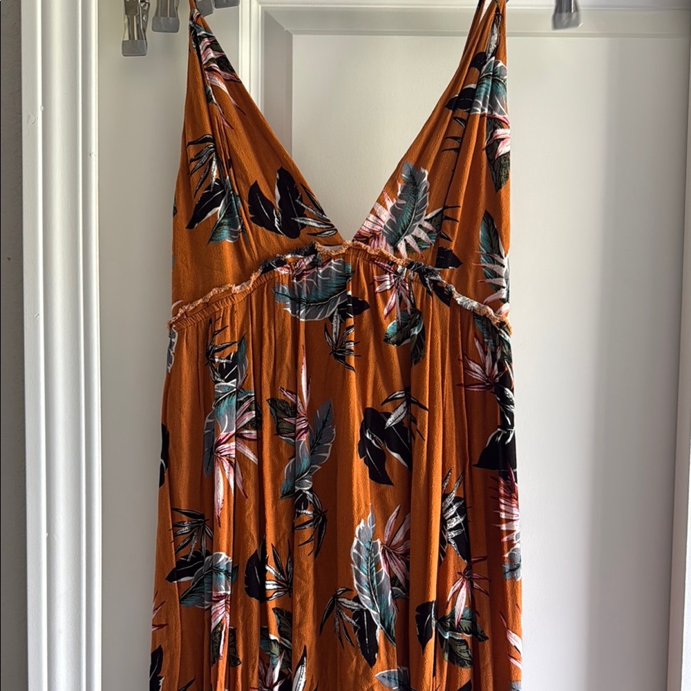 American Threads Orange Floral Maxi Dress